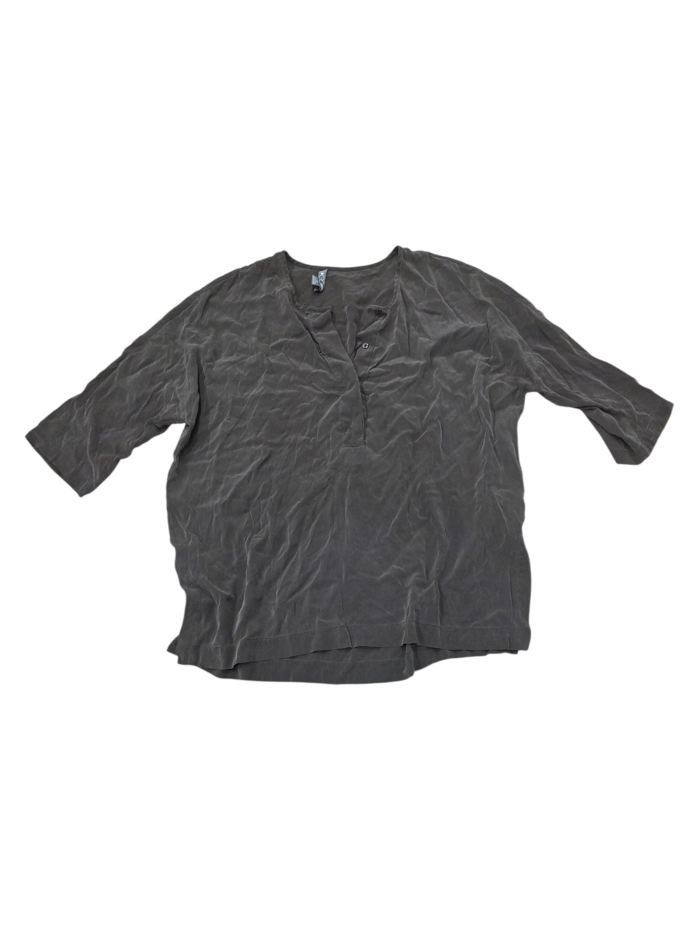 Go Silk 100% Silk Brown Popover Blouse Top M